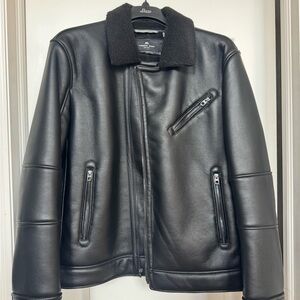 Andrew Marc Men's XXL Maxton Imitation Leather Asymmetrical Zip Moto Jacket